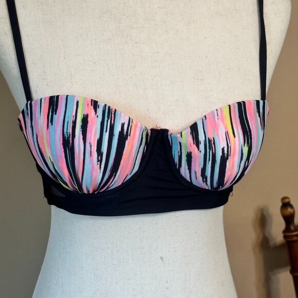 Xhilaration Push Up Underwire Bikini Swimsuit Top Medium Pastel Abstract Mesh - Picture 4 of 9